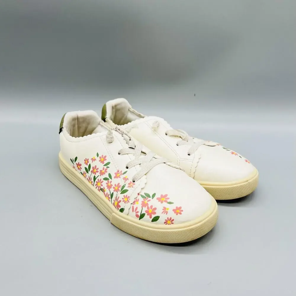 OshKosh B'gosh Shoes Kids Girls 13 White Floral Sweetie Lace Up Sneakers Casual